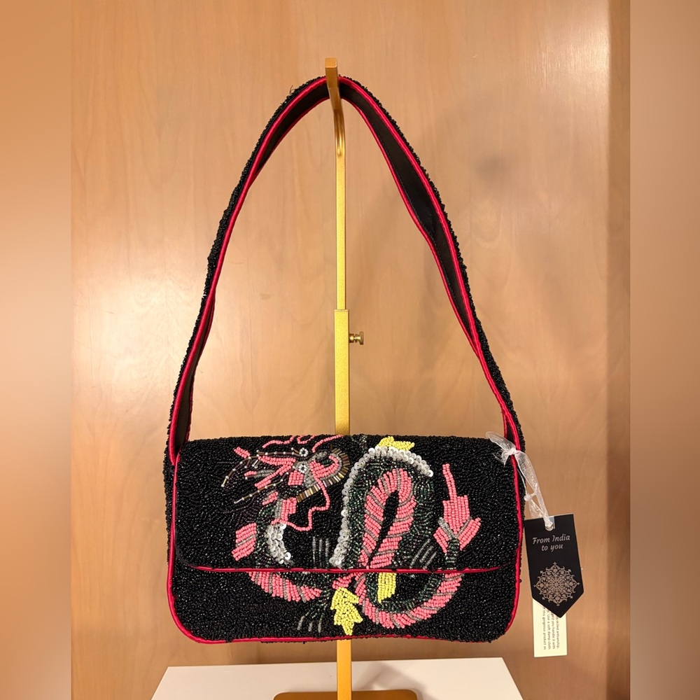 Chinese Dragon Beaded Shoulder Bag